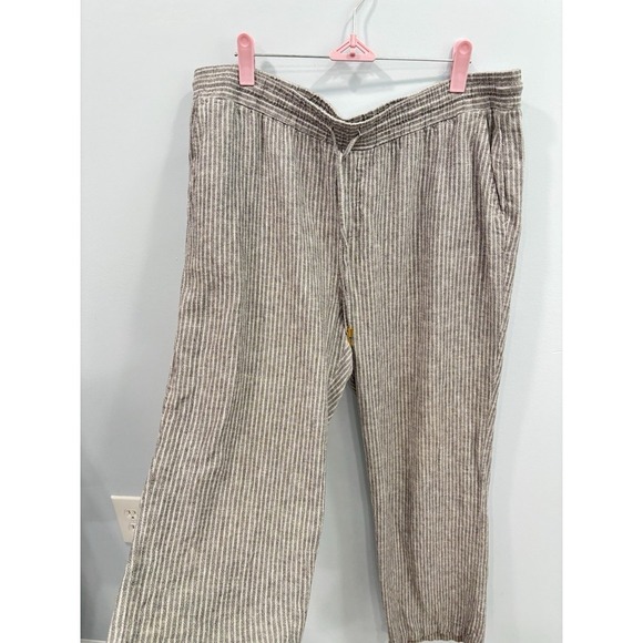Ellen Tracy Lagenlook Wide Leg Pants Large Linen Blend Elastic Waist Minimalist - Picture 3 of 8